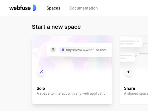 Screenshot of the Webfuse Studio Space creation panel